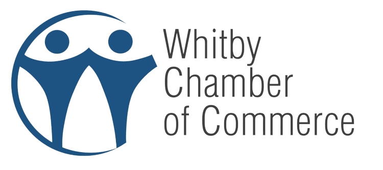Whitby Chamber of Commerce logo with blue figure and text.